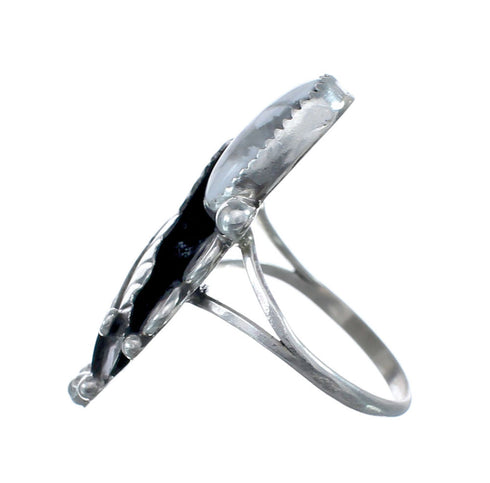 Authentic Sterling Silver Howlite Leaf Ring Size 7-1/4 AX126425